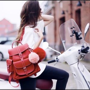 Grafea red leather backpack